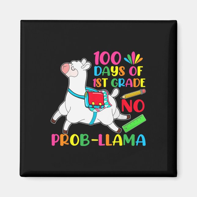 100 dagar vid skola 1:a Klass: No Probllama Llama Magnet (Framsidan)