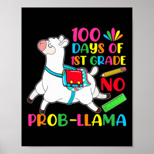 100 dagar vid skola 1:a Klass: No Probllama Llama Poster