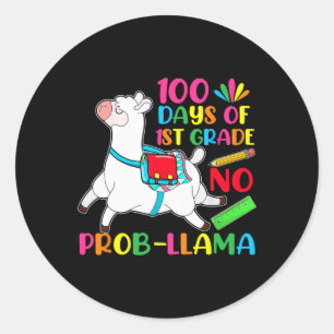 100 dagar vid skola 1:a Klass: No Probllama Llama Runt Klistermärke