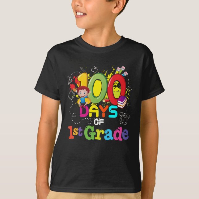 100 dagar vid skola 1:a Klass T-Shirt (Framsida)