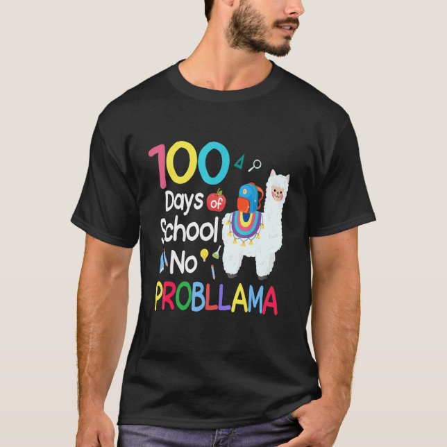 100 dagar vid skolan: Probllama Llama Studenter oc T Shirt (Framsida)