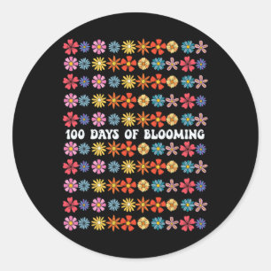 100 dagars blooming Groovy Flowers Lärare Studen Runt Klistermärke
