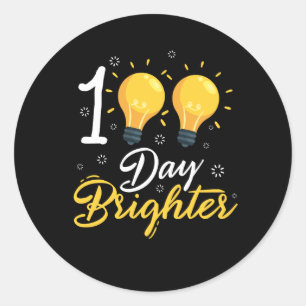 100 dagars Brighter för 100 års skoldag Runt Klistermärke