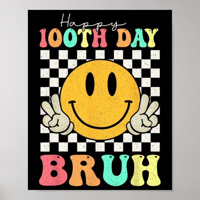 100 dagars Bruh Smile Ansikte 100 dagar för skolpo Poster (Framsidan)