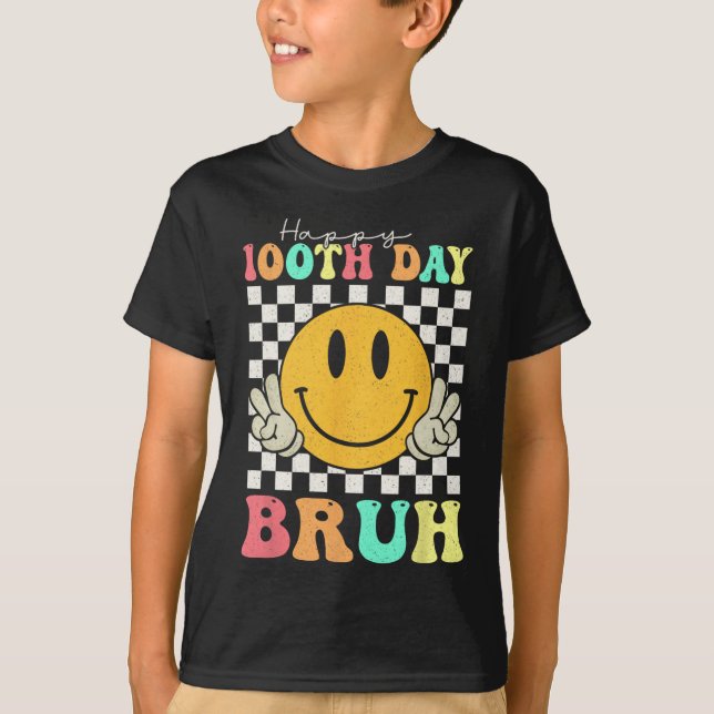100 dagars Bruh Smile Ansikte 100 dagar för skolpo T Shirt (Framsida)