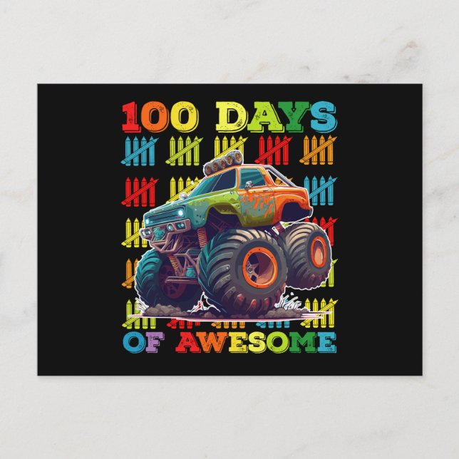 100 dagars Fantastisk Monster Lastbil 100-dagarssk Vykort (Framsida)