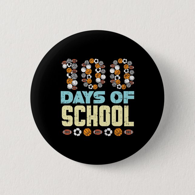 100 dagars fotbollssport i skolbaketboll knapp (Framsida)