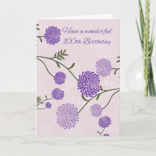 100-dagars hälsningskort med Lila blommor Kort