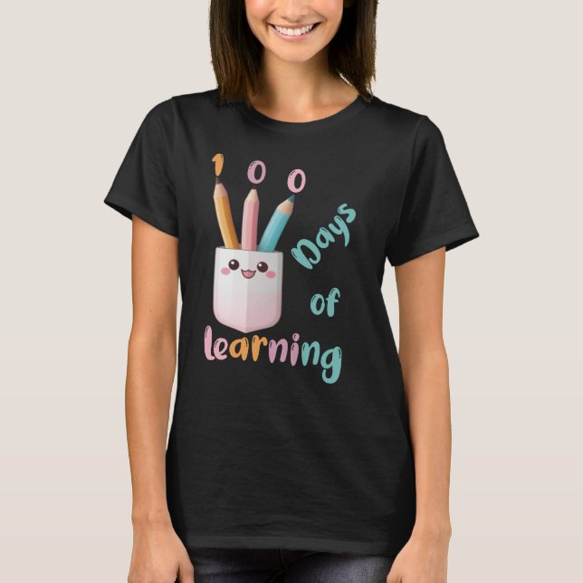 100 dagars inlärning, lärare t shirt (Framsida)