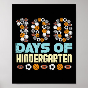 100 dagars Kindergarten Bollar 100-dagarsskola Sp Poster