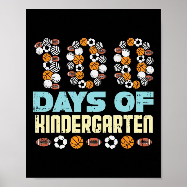 100 dagars Kindergarten Bollar 100-dagarsskola Sp Poster (Framsidan)