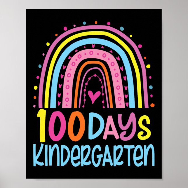 100 dagars Kindergarten Rainbow Lycklig 100 Dag O Poster (Framsidan)