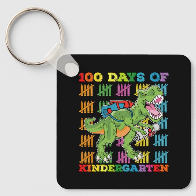 100 dagars Kindergarten T Rex Dinosaur School Nyckelring (Framsida)