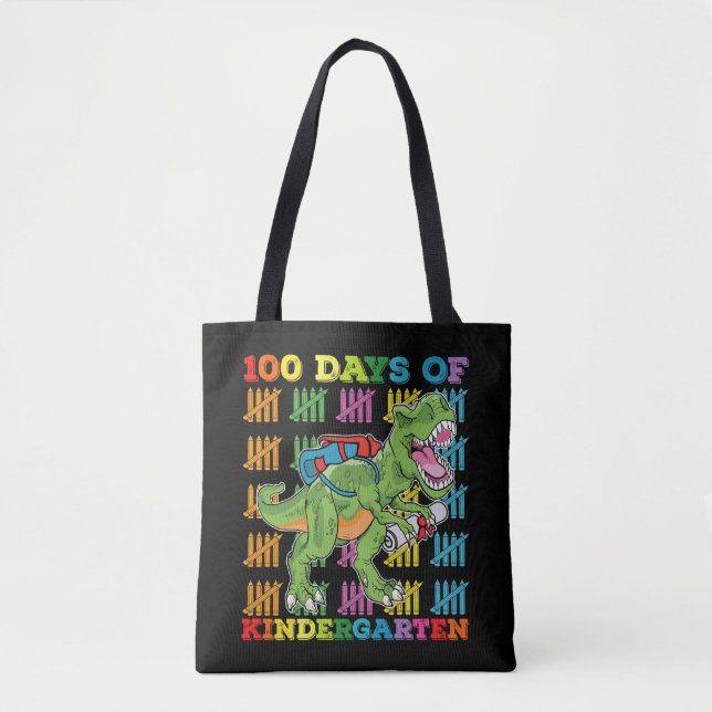 100 dagars Kindergarten T Rex Dinosaur School Tygkasse (Framsida)