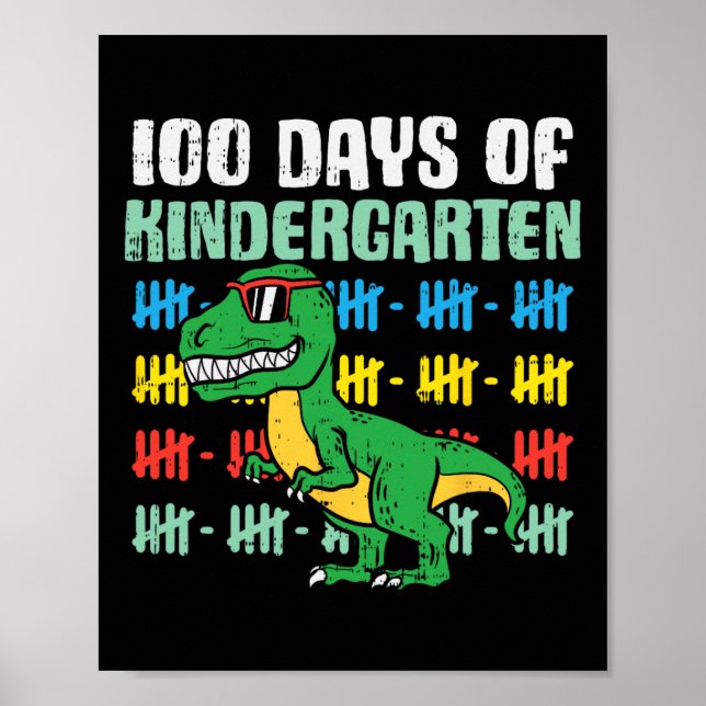 100 dagars kindergarten trex dinosaur 100 dagar poster (Framsidan)