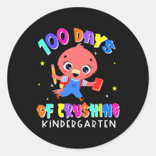 100 dagars krossning av Kindergarten Flamingo Roli Runt Klistermärke