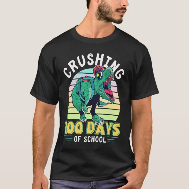 100 dagars krossning av skolDinosaur Rex Dino Boys T Shirt (Framsida)
