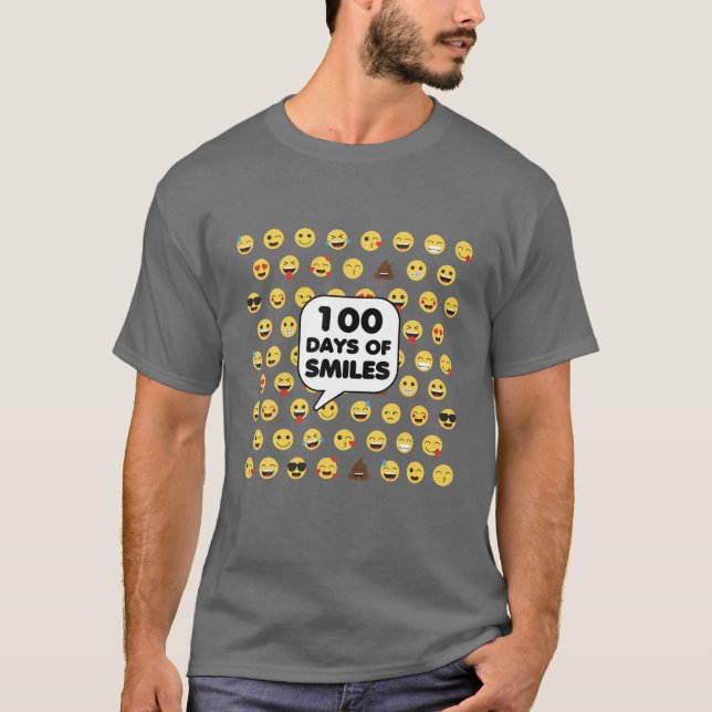 100 dagars leende Emoji-fritidsflickor 100 dagar T Shirt (Framsida)