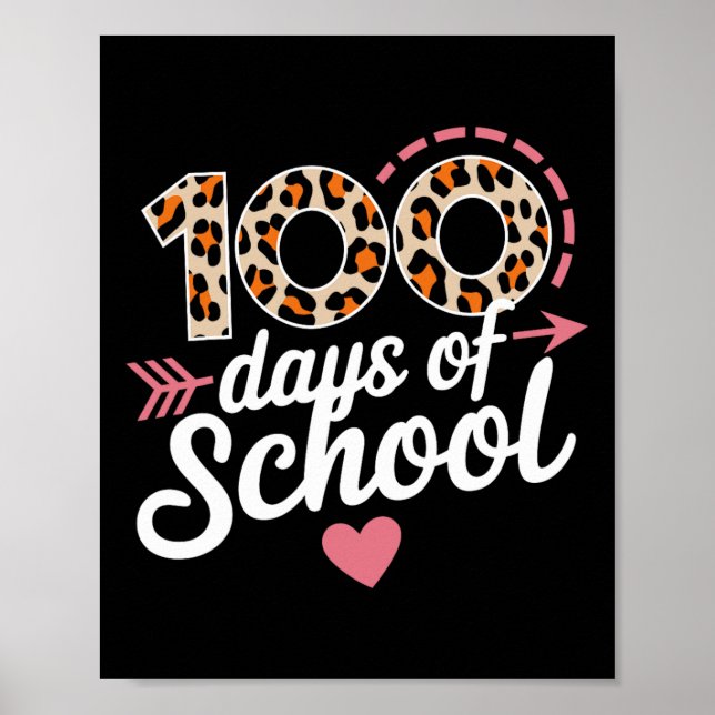 100 dagars leopard Heart Girls Women Kids Poster (Framsidan)