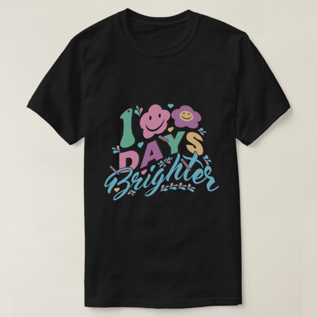100 dagars ljusare 100 dagars skolinläsning t shirt (Design framsida)