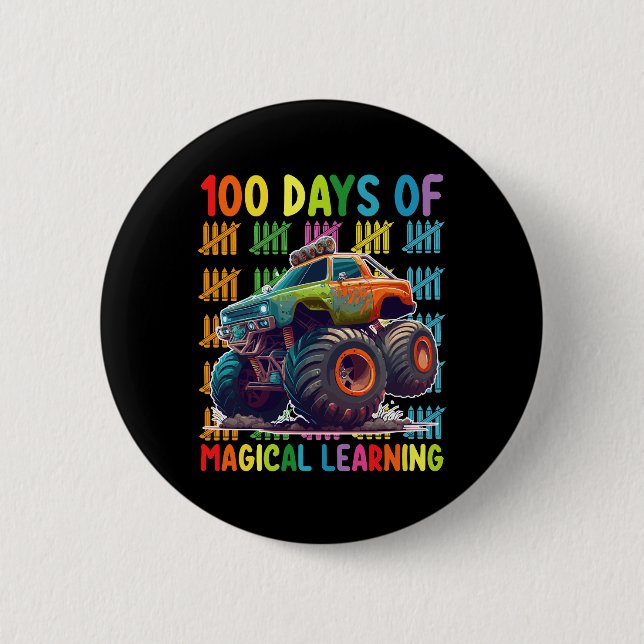 100 dagars Magic Learning Monster Lastbil School Knapp (Framsida)