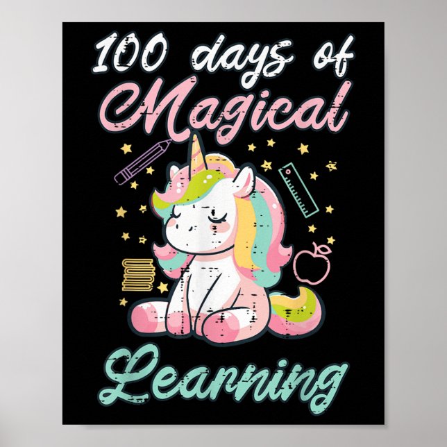 100 dagars Magic Learning Unicorn 100 Day Girls Poster (Framsidan)