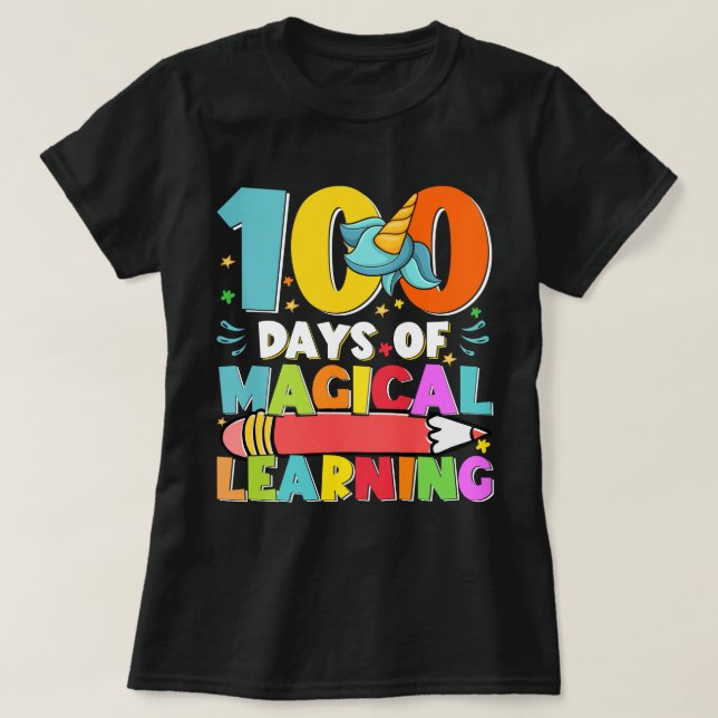 100 dagars magisk inlärning 100 dagar 100 dagar t shirt (Design framsida)