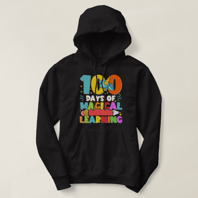 100 dagars magiskt lärande 100 dagar 100 dagar av  hoodie (Design framsida)