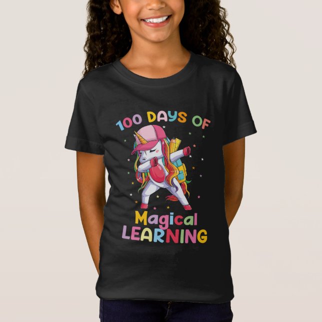 100 dagars magiskt lärande av skolennskolan t shirt (Framsida)