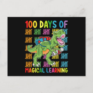 100 dagars magiskt lärande till Rex Dinosaur Schoo Vykort
