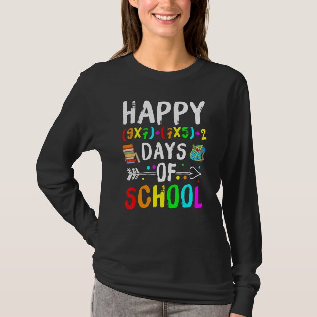 100 dagars matematiklärare Math Formula Lycklig 10 T Shirt (Framsida)