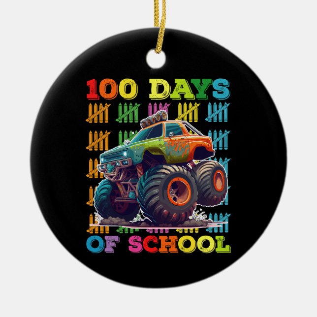 100 dagars monstertruck lärare elev julgransprydnad keramik (Framsidan)