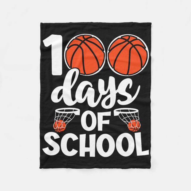 100 dagars Novelty för Bysketbyll i skolan Fleecefilt (Framsidan)