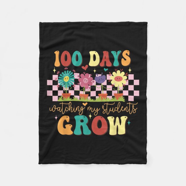 100 dagars ökning av Boho Flowers Lärare 100 dagar Fleecefilt (Framsidan)