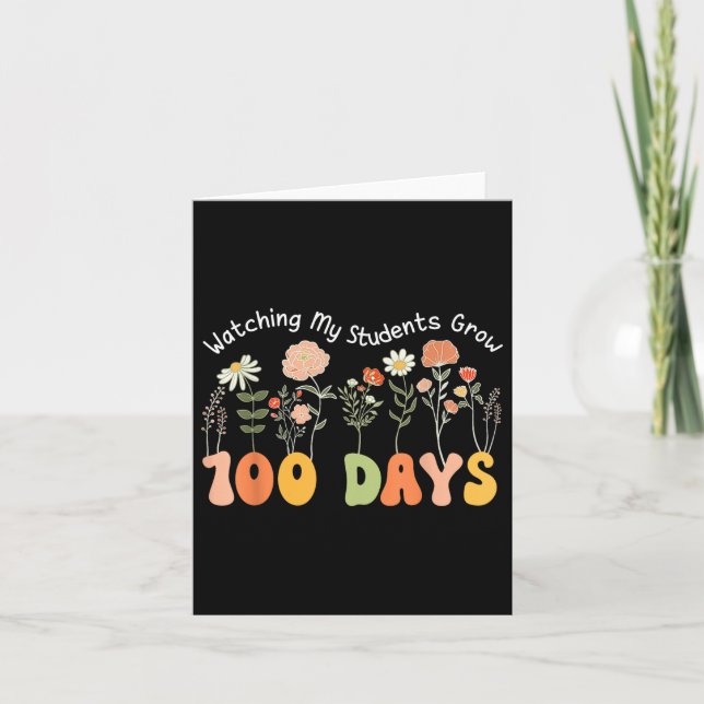 100 dagars ökning av Boho Flowers Lärare 100 dagar Kort (Framsida)
