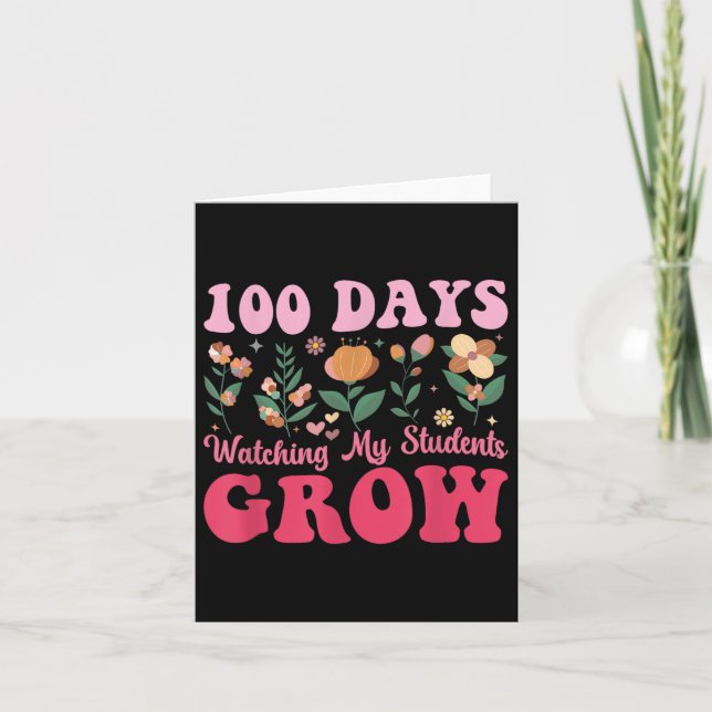 100 dagars ökning av Boho Flowers Lärare 100 dagar Kort (Framsida)