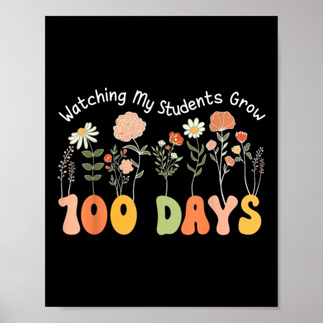 100 dagars ökning av Boho Flowers Lärare 100 dagar Poster (Framsidan)