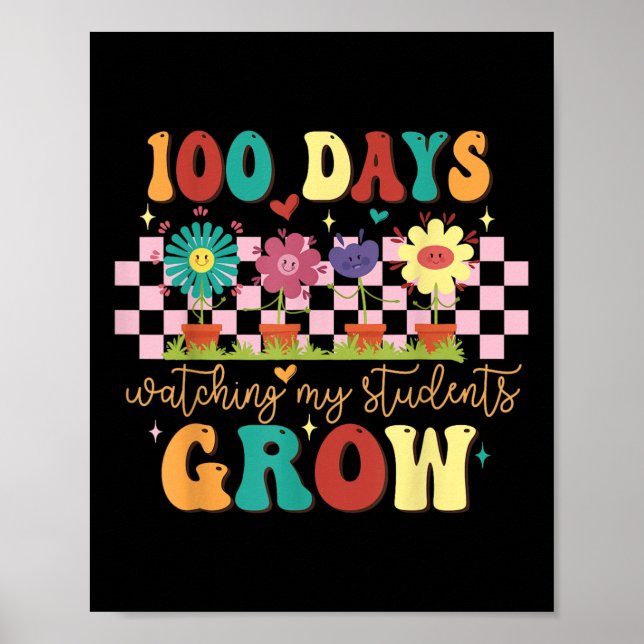 100 dagars ökning av Boho Flowers Lärare 100 dagar Poster (Framsidan)