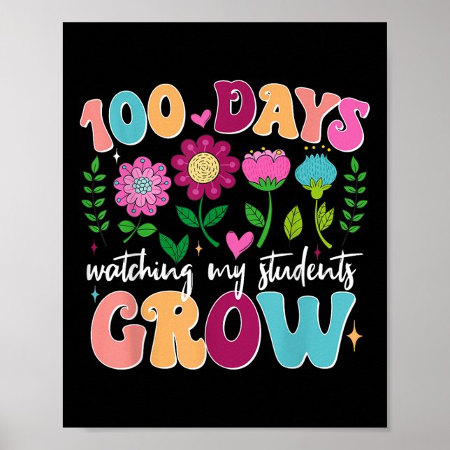 100 dagars ökning av Boho Flowers Lärare 100 dagar Poster (Framsidan)