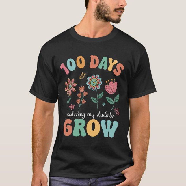 100 dagars ökning av Boho Flowers Lärare 100:e dag T Shirt (Framsida)