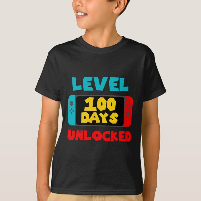 100 dagars olåst 100 dagars videospelare i skolan t shirt (Framsida)