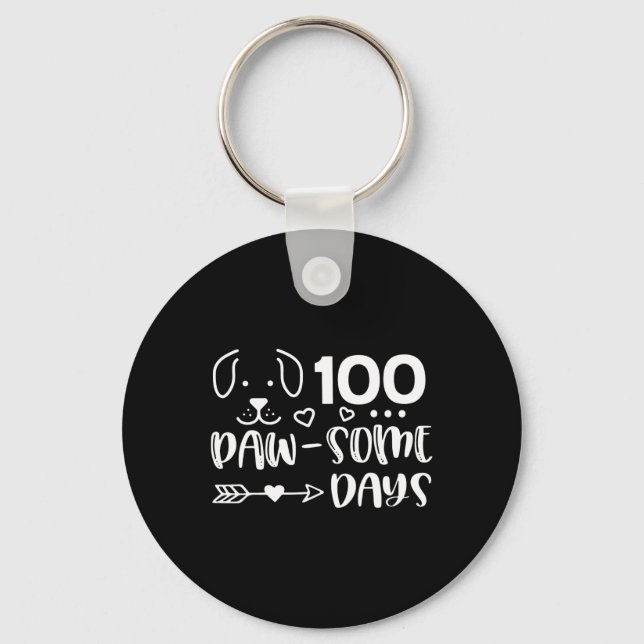 100 dagars pawsomeness Puppy Cute Hund 100 D Nyckelring (Framsida)
