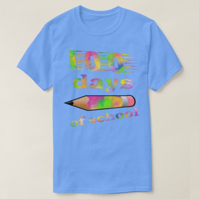 100 dagars penna 100 dagars färgpatter i skolan t shirt (Design framsida)