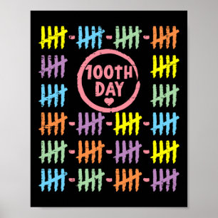 100 dagars regnbåge Linjer totalt markerar 100 dag Poster