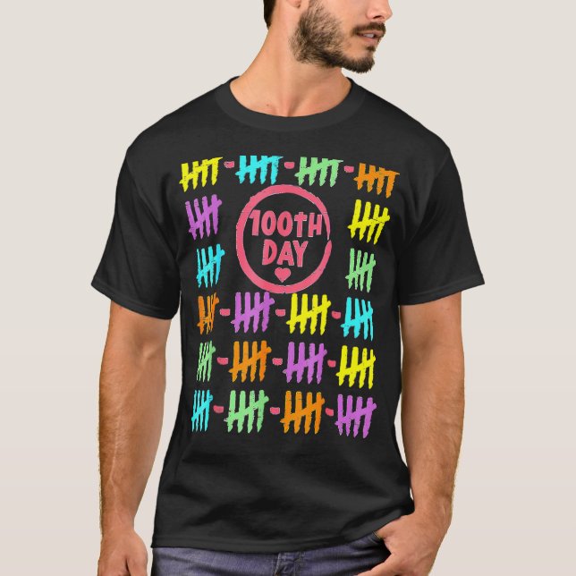 100 dagars regnbåge Linjer totalt markerar 100 dag T Shirt (Framsida)