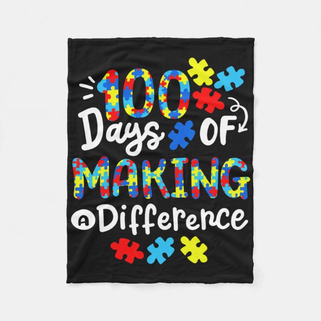 100 dagars Skapar av en annan skolbarnautism Fleecefilt (Framsidan)