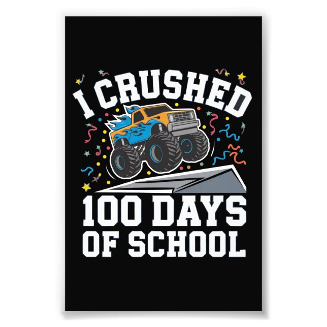 100 dagars skol Monster Truck 100:e dagen skola Fototryck (Framsidan)
