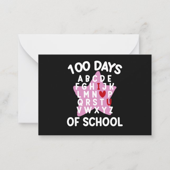 100 dagars skola alfabet 100:e dagen lärare  anteckningskort (Framsida)