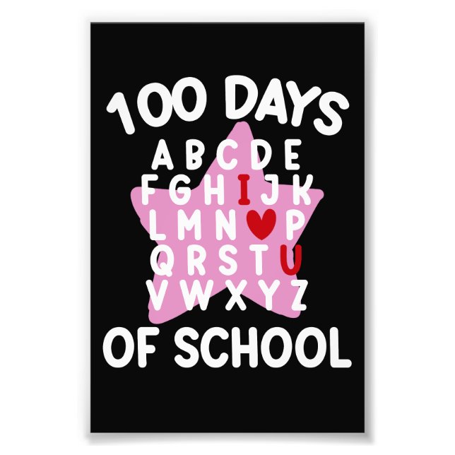 100 dagars skola alfabet 100:e dagen lärare fototryck (Framsidan)