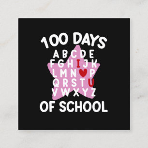 100 dagars skola alfabet 100:e dagen lärare fyrkantigt visitkort
